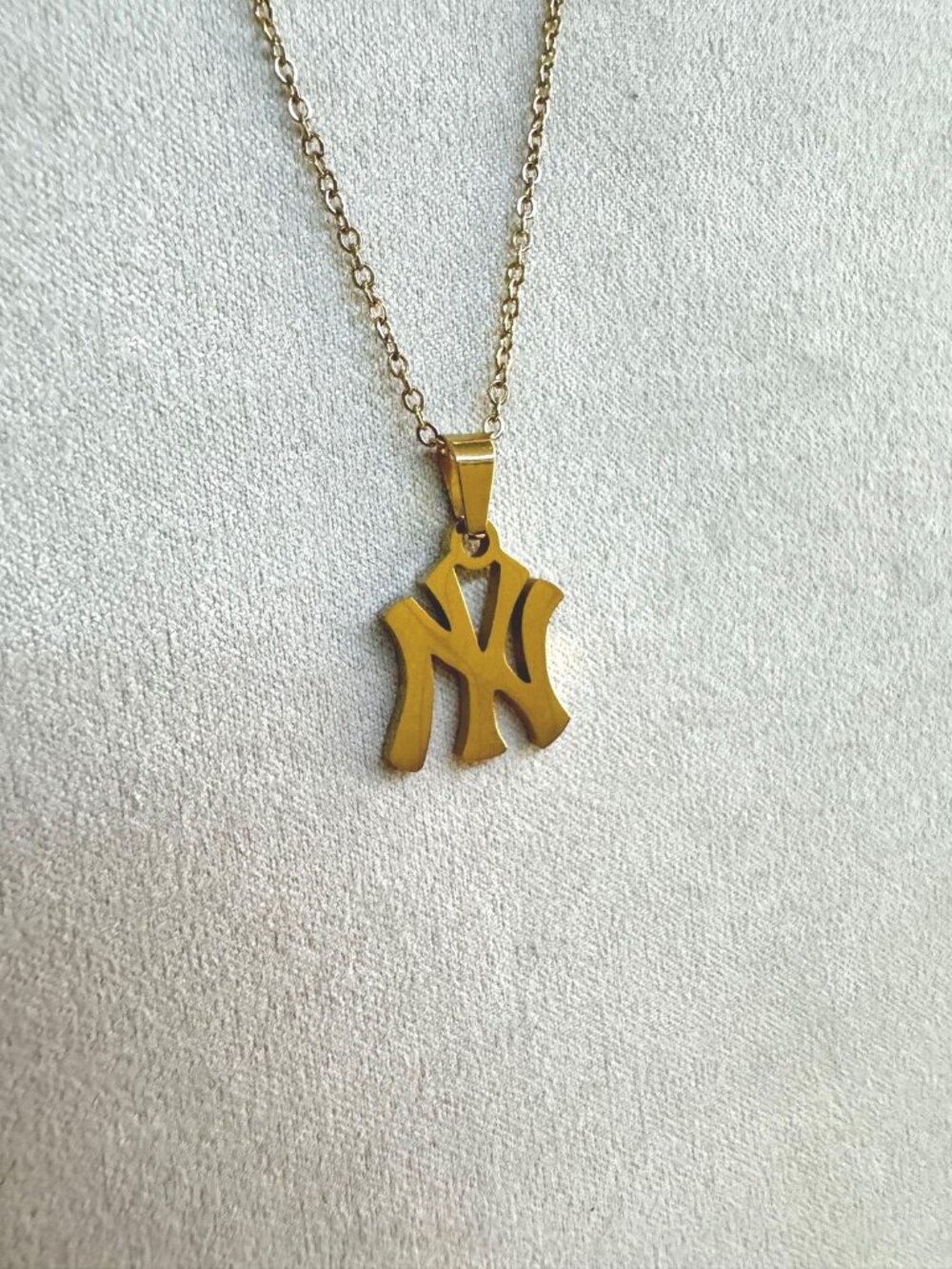 New York Yankees Necklace - Gold Plated - 18" Dainty Chain + 2" EXT -  Y2K
